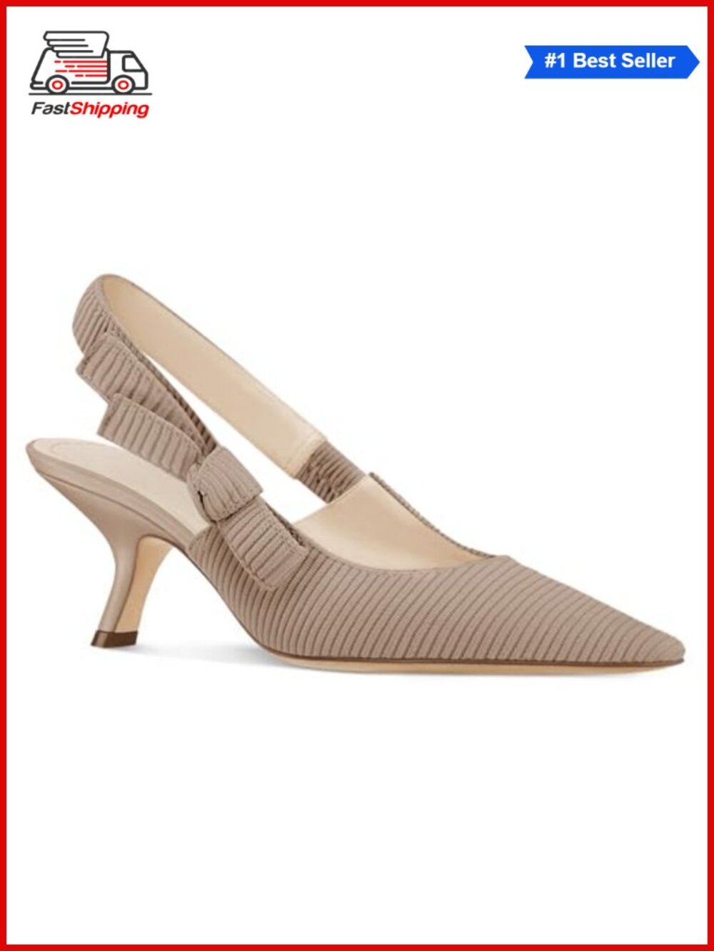 ✨ Coutgo Womens Slingback Kitten Heels Closed Pointed Toe Bowknot Knitted Slip